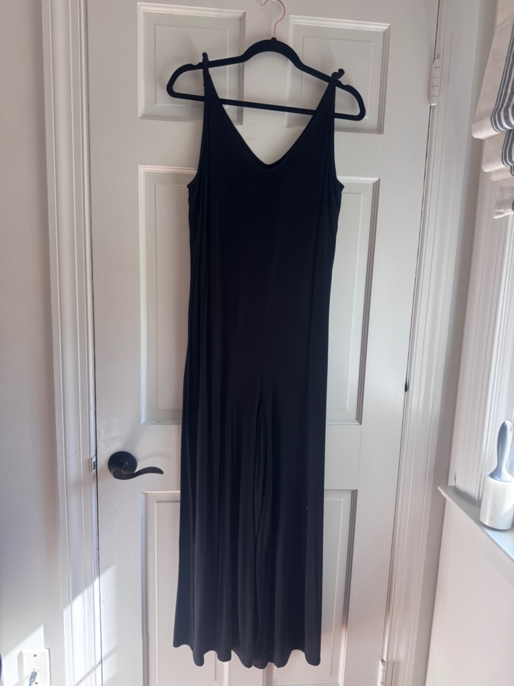 Athleta Black Bliss V-Neck Wide Leg Romper Size Medium